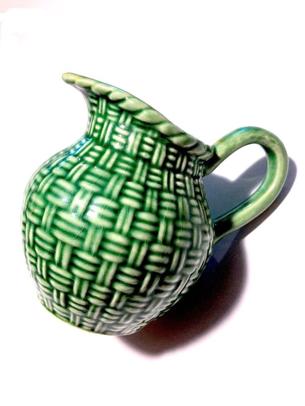 Green Basketweave Perfect Creamer Pitcher